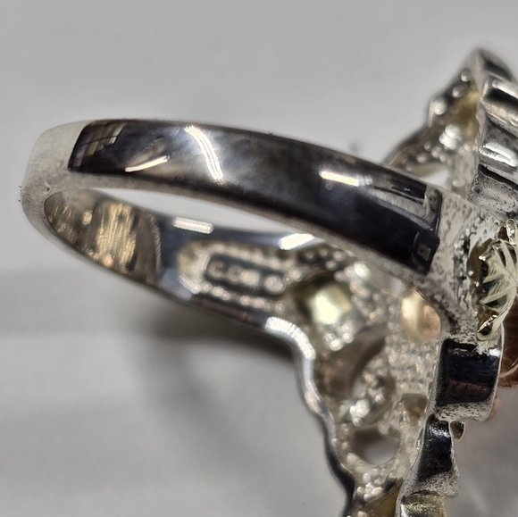 Black Hills 12K Gold Sterling Silver 925 Ornate Gold and Rose Ring - Picture 8 of 9